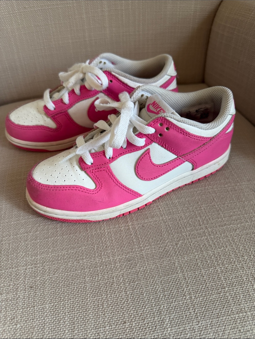 Nike Kids Dunk Low - size 2.5 Y - Pink & White Low-Top Sneakers